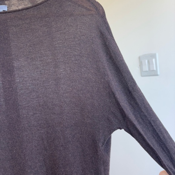 Vince Womens Wool Blend Long Sleeve Sheer Boat Neck Top Brown Sz S - Picture 7 of 12